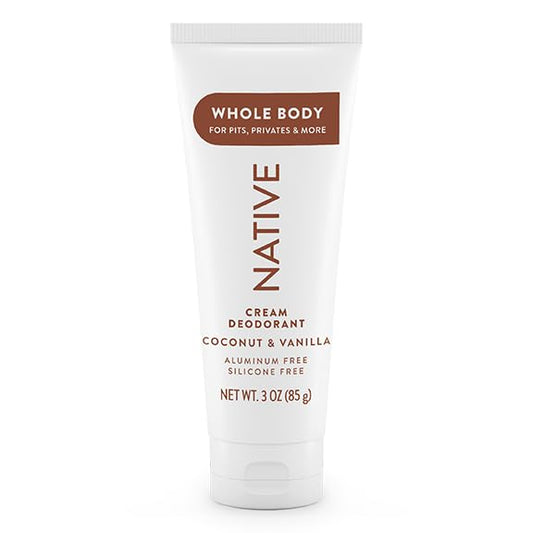 Native Whole Body Deodorant Cream Contains Naturally Derived Ingredients, Deodorant for Women & Men | 72 Hour Odor Protection, Aluminum Free with Coconut Oil and Shea Butter | Coconut & Vanilla