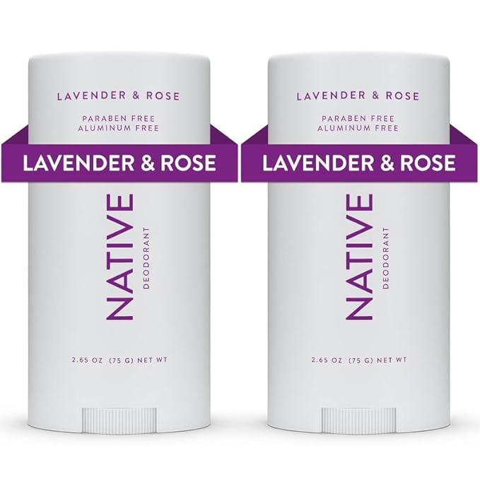 Native Deodorant Contains Naturally Derived Ingredients, 72 Hour Odor Control | Deodorant for Women and Men, Aluminum Free with Baking Soda, Coconut Oil and Shea Butter | Lavender & Rose, 2-Pack