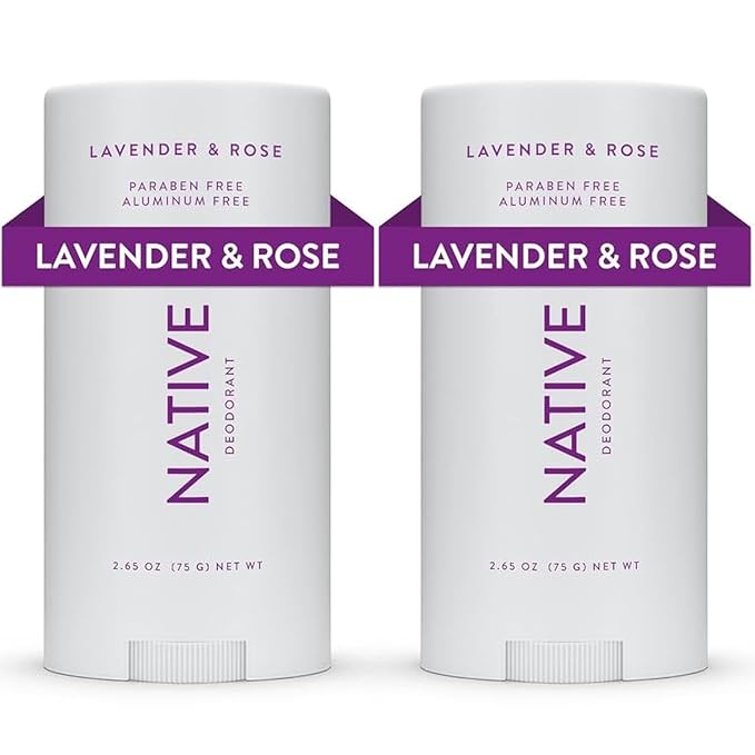 Native Deodorant Contains Naturally Derived Ingredients, 72 Hour Odor Control | Deodorant for Women and Men, Aluminum Free with Baking Soda, Coconut Oil and Shea Butter | Lavender & Rose, 2-Pack
