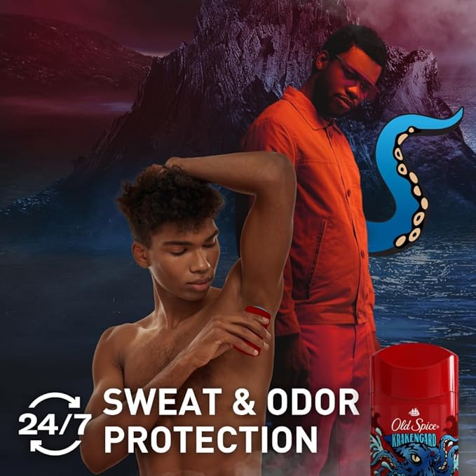 Old Spice Aluminum Free Deodorant for Men, 24/7 Odor Protection, 24/7 Freshness & Lasting Scent, Goes on Clear, Krakengard with Deep Ocean Scent, 2.6 oz (Pack of 6)
