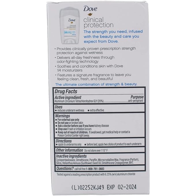 Dove Clinial Protection Deodorant, Original Clean, 1.7 oz (6 Pack) (Bundle)