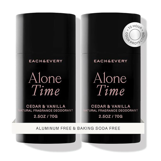 Each & Every Aluminum Free Deodorant for Men & Women, Cedar & Vanilla - All Natural Deodorant for Sensitive Skin, EWG Verified - Clean, Baking Soda Free, Plant-Based Fragrance - 2.5oz, 2 Pack