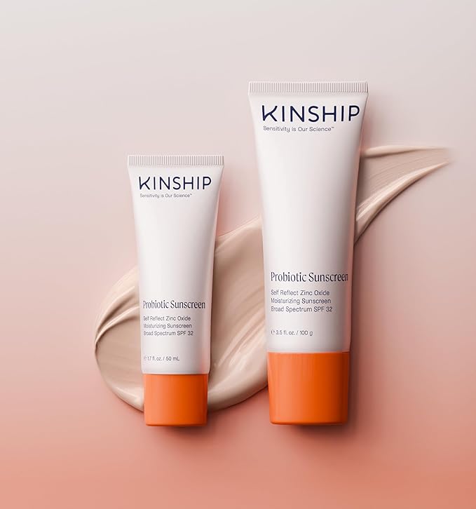 Kinship Zinc Oxide Mineral Sunscreen for Face Self Reflect SPF 32 | Vegan, Reef Safe, Non Toxic Eczema Sunscreen for Sensitive Skin | Sunblock Face Moisturizer with SPF (3.5 oz)
