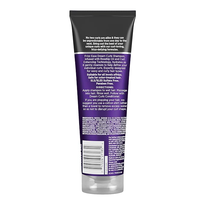 John Frieda Anti Frizz, Frizz Ease Dream Curls Shampoo, SLS/SLES Sulfate Free Shampoo for Curly Hair, Helps Control Frizz, with Curl Enhancing Technology, 8.45 Fl Oz, Pack of 2