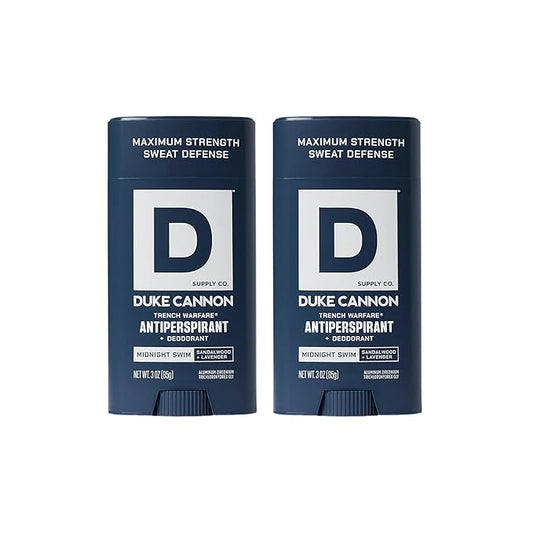 Duke Cannon Supply Co. Anti-Perspirant Deodorant for Men 3 oz. Midnight Swim, 2 Pack - Unique Masculine Scent, Odor Control & Soothe Skin