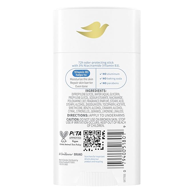 Dove VitaminCare+ Deodorant Stick Fresh Linen & Sea Mineral Aluminum Free 2.6 oz