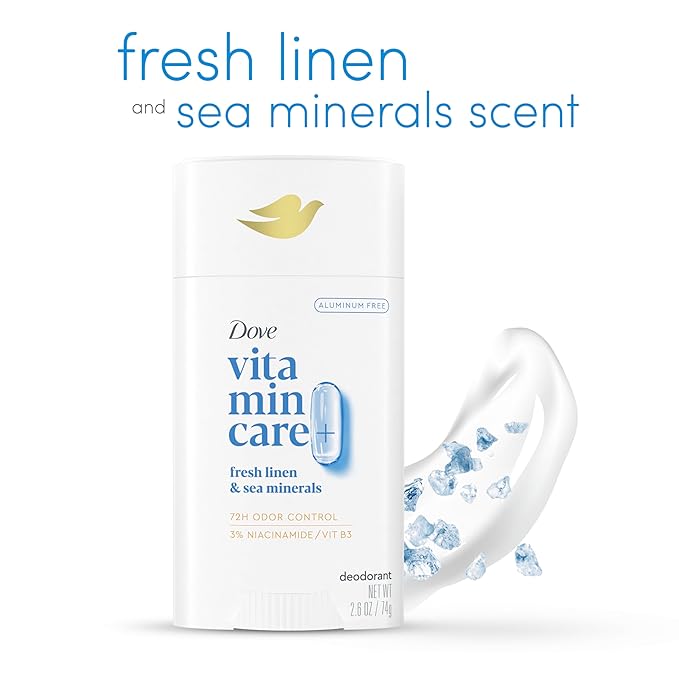 Dove VitaminCare+ Deodorant Stick Fresh Linen & Sea Mineral Aluminum Free 2.6 oz