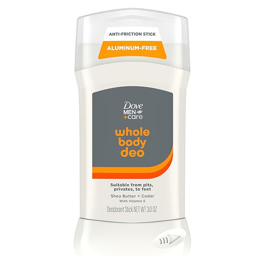 Dove Men+Care Whole Body Deodorant Shea Butter & Cedar For 72H Odor Protection from pits, privates, to feet 3 oz