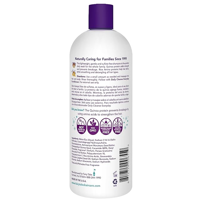 Fairy Tales Daily Cleanse Everyday Kids Shampoo - Gentle Natural Defining Shampoo, Tangle Free, Moisturizing and Hydrating Formula, Clean and Natural Ingredients -Paraben Free - 32 oz.