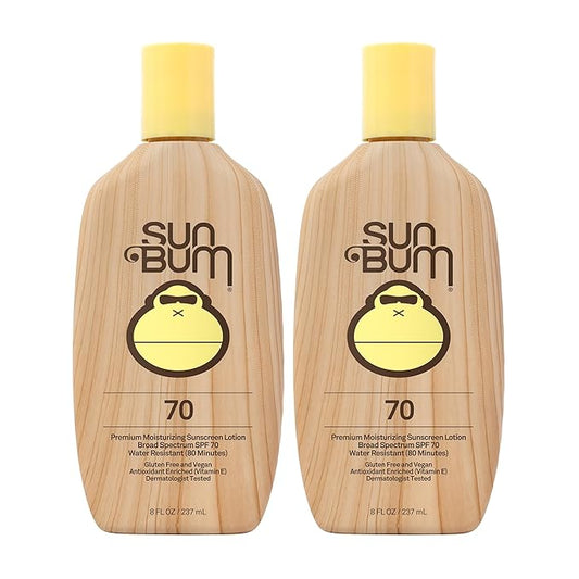 Sun Bum Original SPF 70 Sunscreen Lotion | Vegan and Hawaii 104 Act Compliant (Octinoxate & Oxybenzone Free) Broad Spectrum Moisturizing UVA/UVB Sunscreen with Vitamin E | 8 oz (Pack of 2)