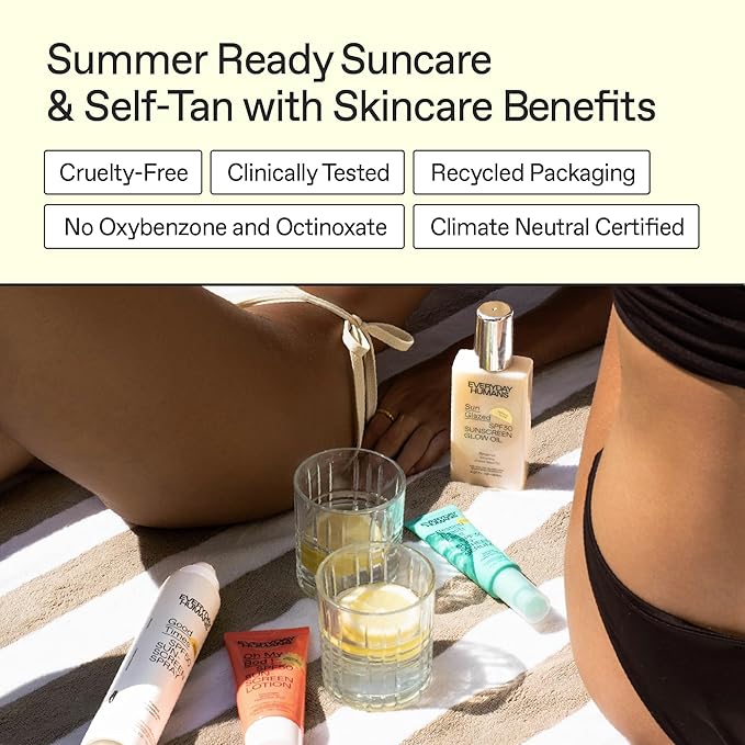 Everyday Humans SPF30 Sheer Body Glow Oil with Gold Mica | Sun Glazed Hydrating UV Protection Vegan Cruelty Free 5.1 Fl Oz | Bergamot, Squalane, Jojoba Seed Oil | UVA/UVB Broad Spectrum Protection…