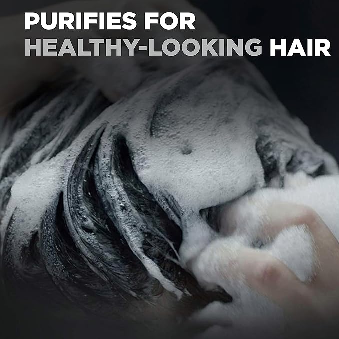 DOVE MEN + CARE Shampoo Charcoal + Clay 3 Count For Healthy-Looking Hair Naturally Derived Plant Based Cleansers 25.4 oz