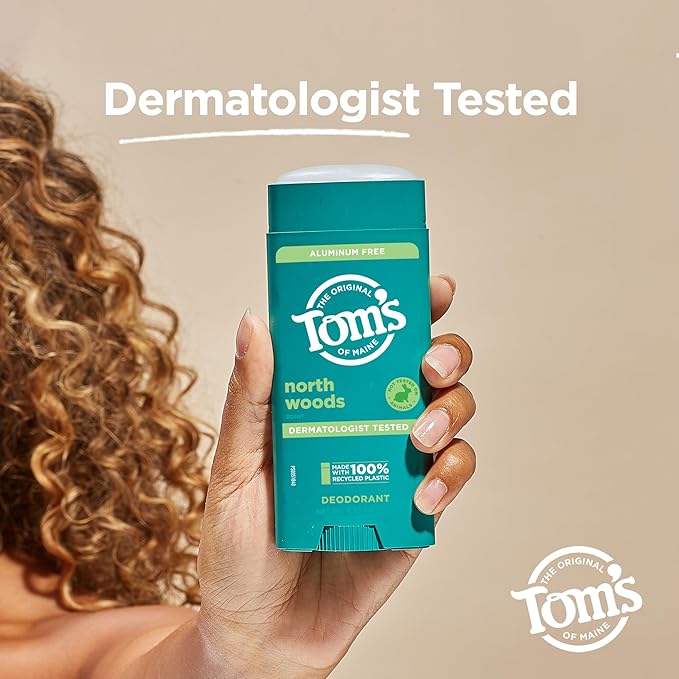 Tom's of Maine North Woods Aluminum Free Natural Deodorant For Women & Men | Goes on Clear | Odor & Wetness Protection | Naturally Derived and Moisture-Locking Ingredients | 3.25 oz (2 Pack)