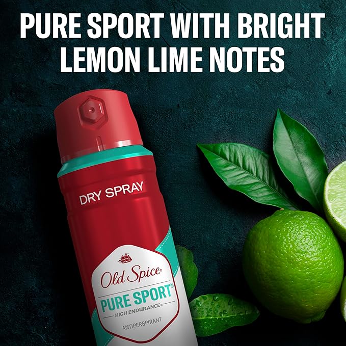 Old Spice Dry Spray Antiperspirant Deodorant for Men, High Endurance, 24/7 Sweat Defense & Odor Protection, 24/7 Freshness & Lasting Scent, Pure Sport Scent, 4.3 oz (Pack of 3)
