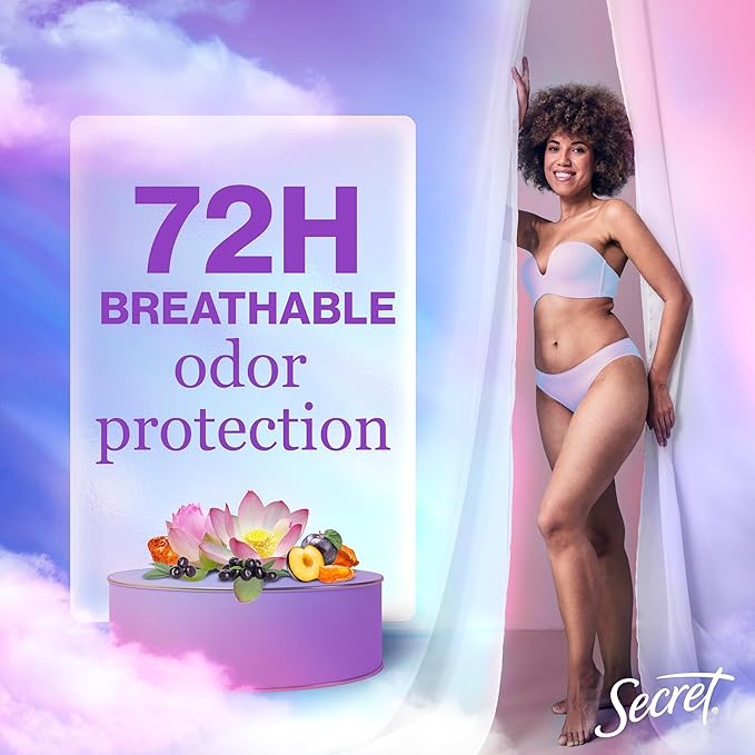 Secret Fresh Antiperspirant Deodorant for Women, 72hr Breathable Sweat & Odor Protection, Instant Freshness & Gentle, PH Balancing Minerals, Invisible Solid, Moonlight Orchid Scent, 2.6 oz