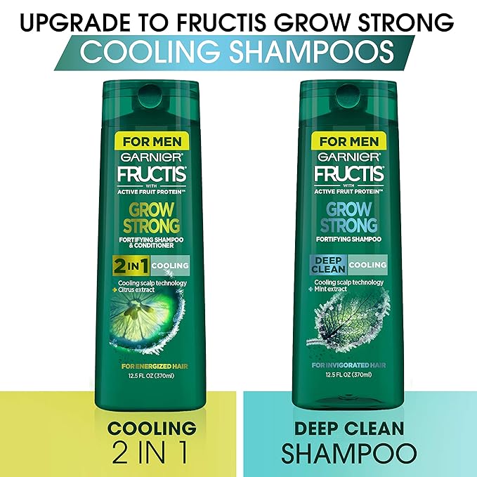 Garnier Hair Care Fructis Deep Clean Grow Strong Cooling Shampoo for Men for Invigorated Hair, 22 Fl Oz